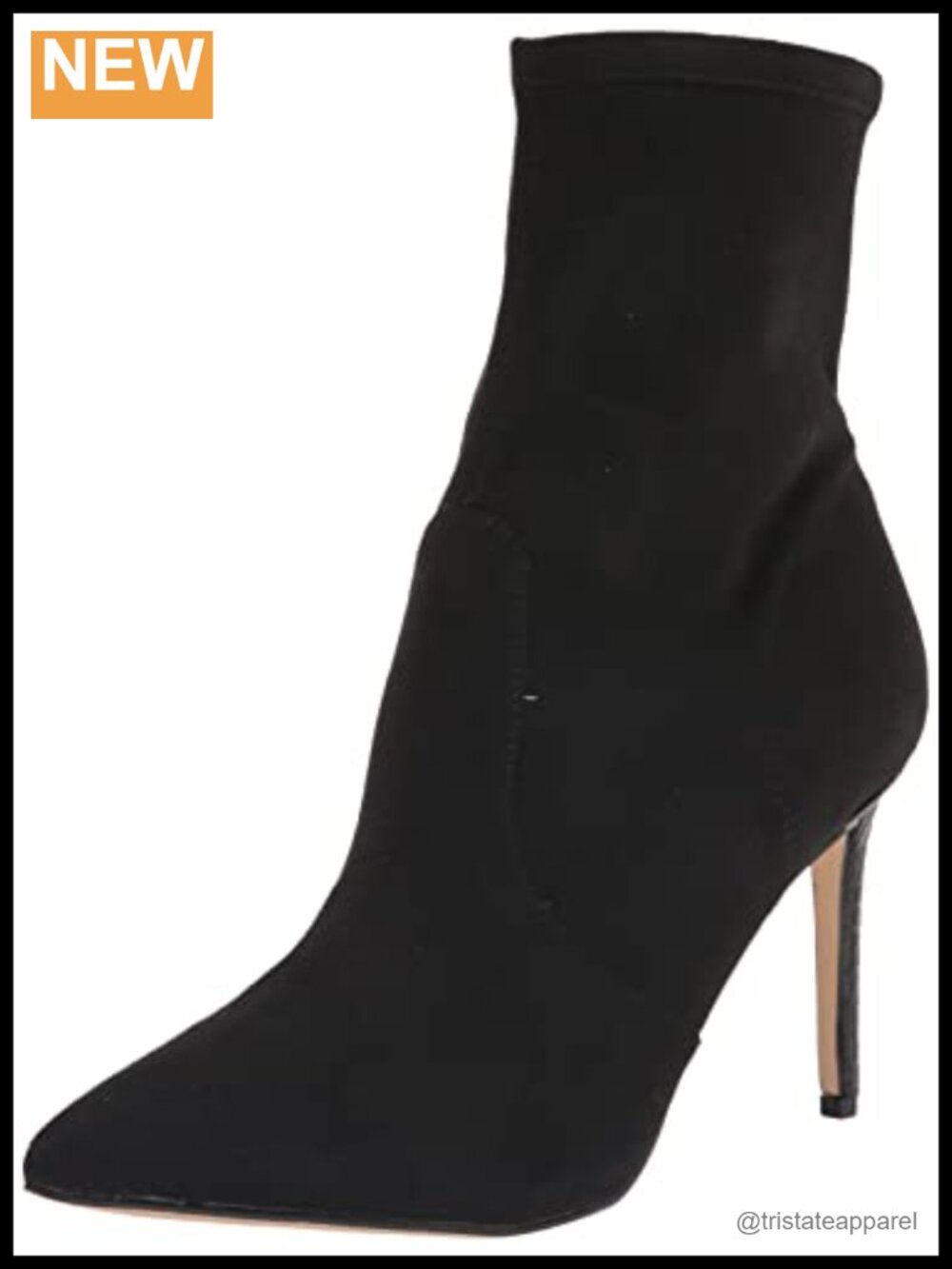 Faux Leather Ankle Boots Pull-On Stiletto Heel Pointed Toe